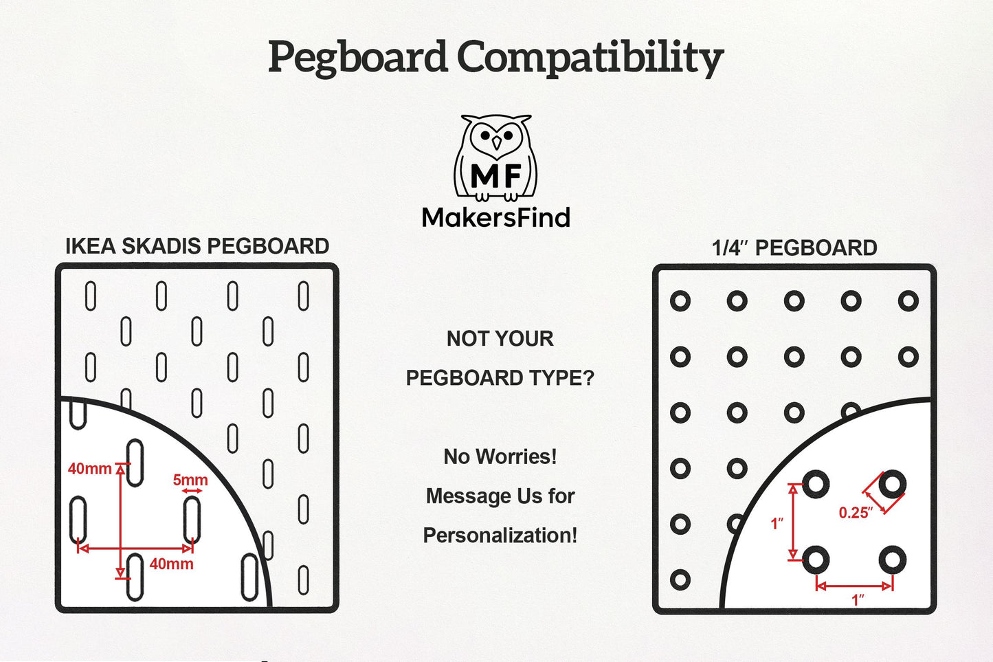 Pegboard Hooks for SKADIS or 1/4” Pegboard Accessories
