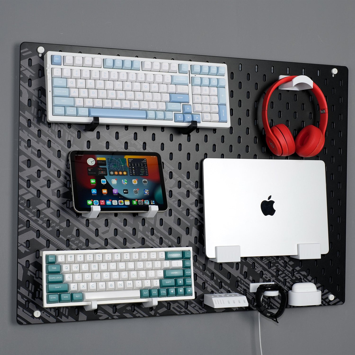 Tech Gadgets on Pegboard