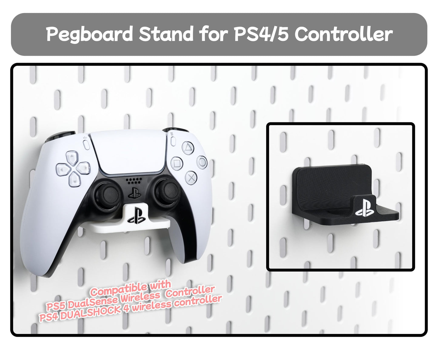 Universal Pegboard Holder for Switch Pro, Xbox, and PS5 DualSense Controllers