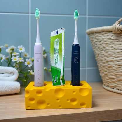 Cheese-Shaped Electric Toothbrush Stand with 3 Slots