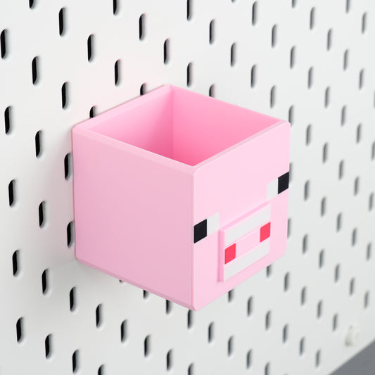 Minecraft Pig Storage Bin for Pegboard