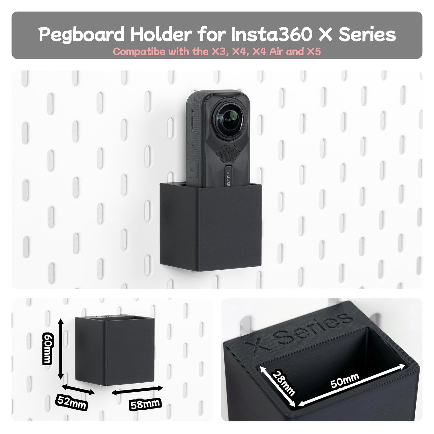 Pegboard Camera Holder  for Insta360 X5 Ace Pro 2 Dji Pocket 3