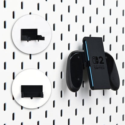 The Nexus for Nintendo Switch 2- Pegboard Organizer System, Featuring a Dock Shelf, Game Case Rack, and Controller Stand.