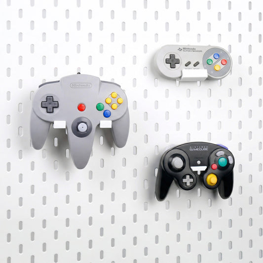 Pegboard Controller Holder for Retro Console, N64 SNES GameCube Controller Stand