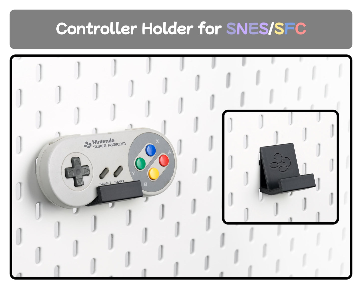 Pegboard Controller Holder for Retro Console, N64 SNES GameCube Controller Stand