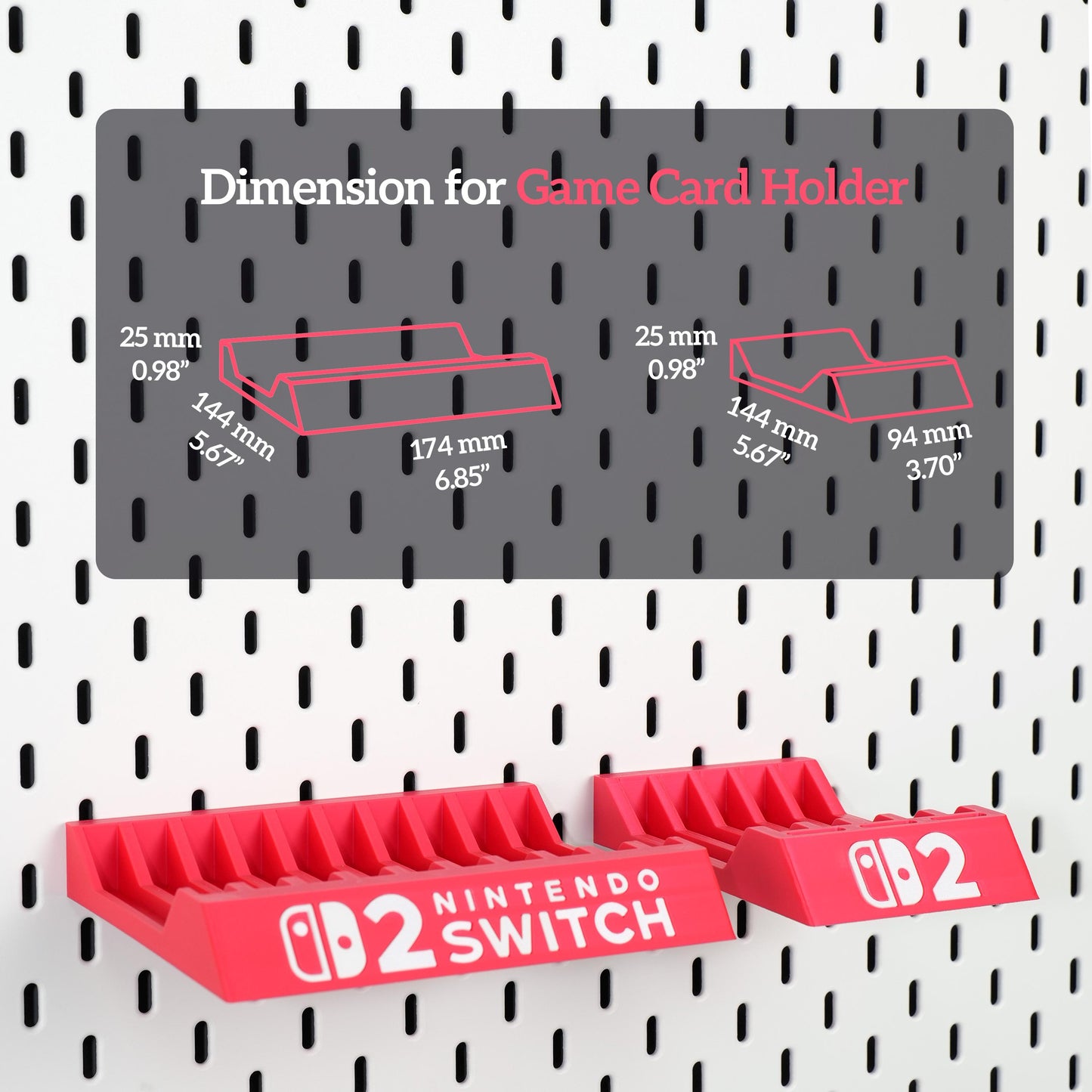 Switch 2 Game Card Case Pegboard Mount