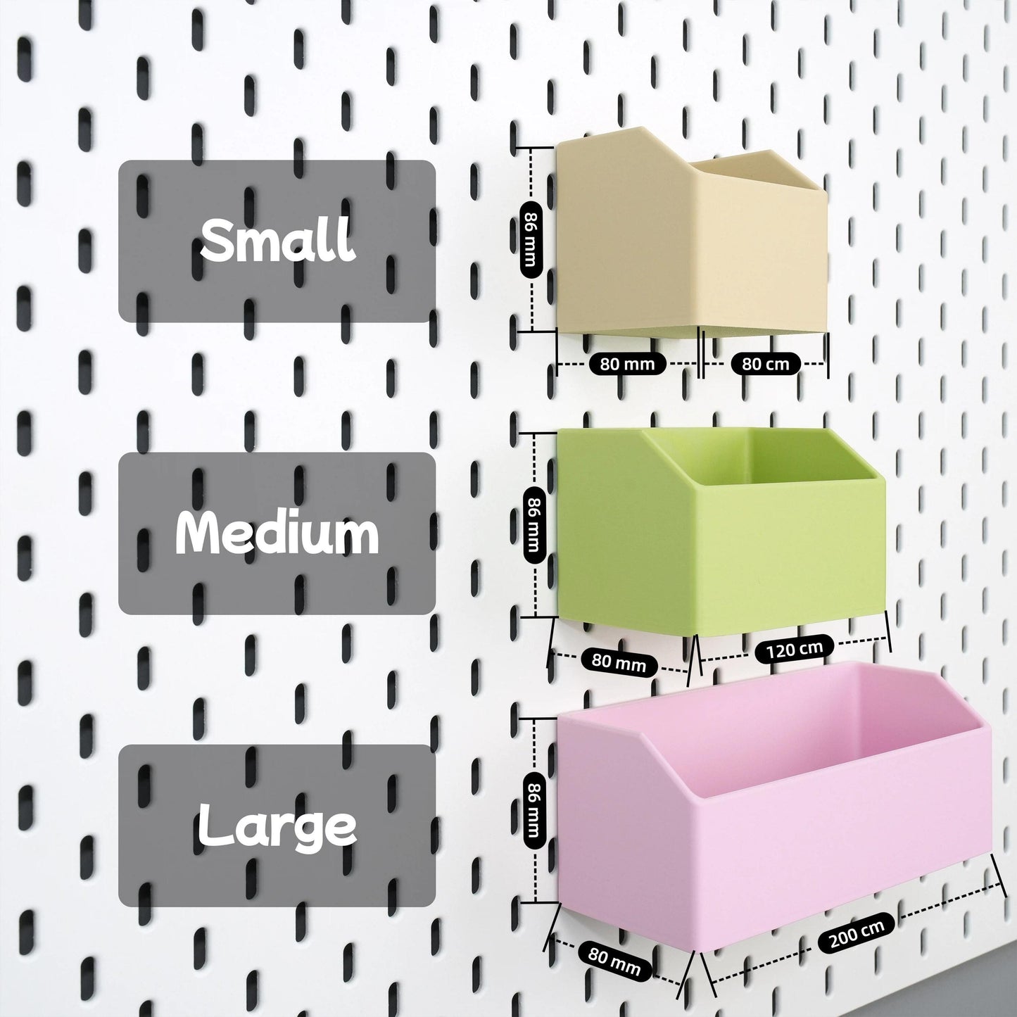 Pegboard Storage Bin Garage Parts Box Craft Room Wall Mount Shelf Organizer