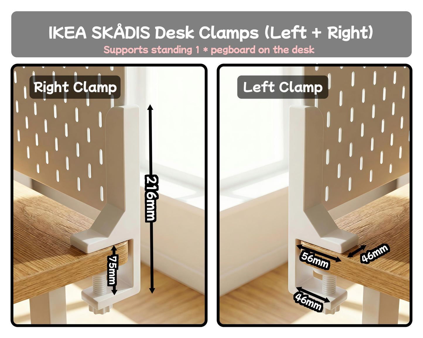 Desktop Pegboard Accessory Set – Desk Clamp Mount, Magnetic Holder, Shelf & Display Stand