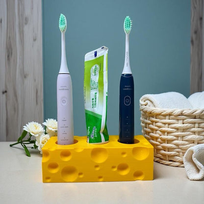Cheese-Shaped Electric Toothbrush Stand with 3 Slots