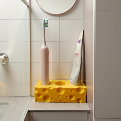 Cheese-Shaped Electric Toothbrush Stand with 3 Slots