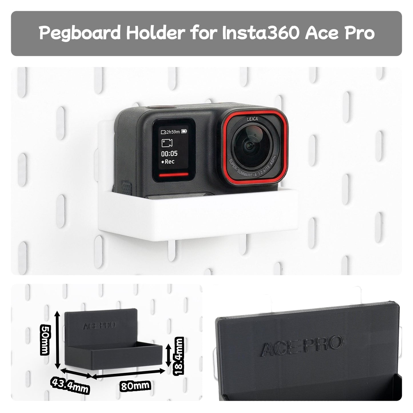 Pegboard Camera Holder  for Insta360 X5 Ace Pro 2 Dji Pocket 3