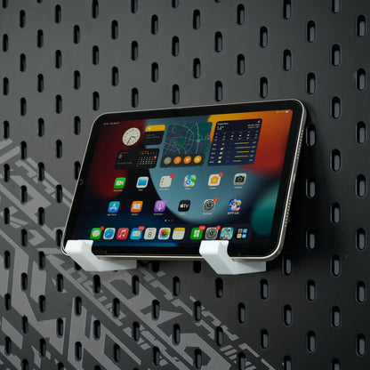 Pegboard iPad Holder – Wall Mount Tablet Stand with Charger Storage & Cable Organizer