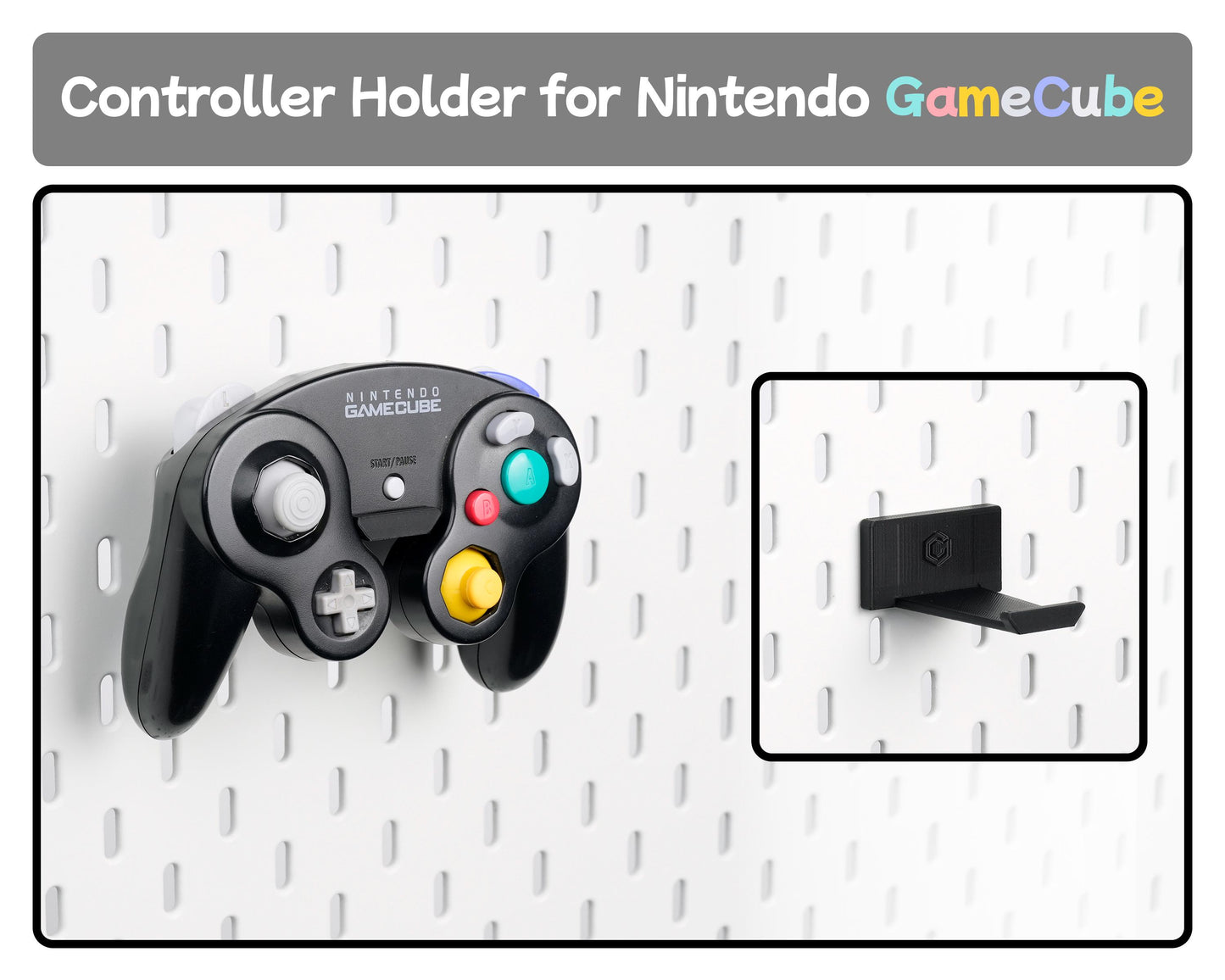 Pegboard Controller Holder for Retro Console, N64 SNES GameCube Controller Stand