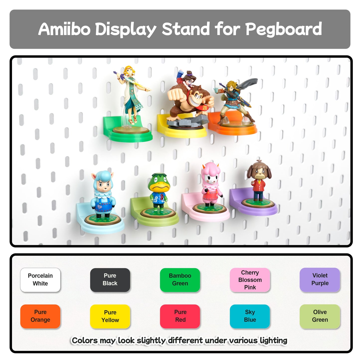 The Nexus for Nintendo Switch 2- Pegboard Organizer System, Featuring a Dock Shelf, Game Case Rack, and Controller Stand.