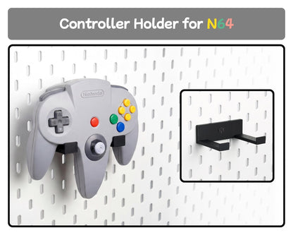 Nintendo 64 pegboard controller holder shown with its two support arms