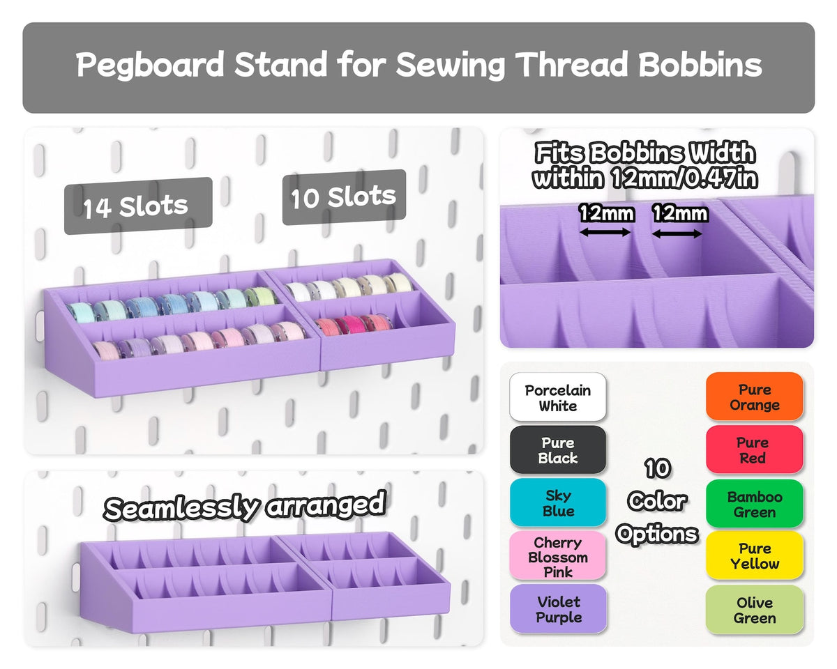 Pegboard Bobbin Holder for IKEA SKÅDIS & 1/4-Inch Pegboards
