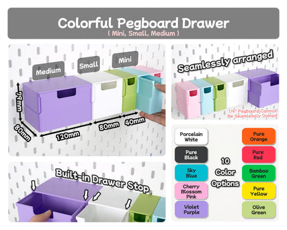 Pegboard Storage Bins, Pegboard Organizer Cup Containers, Storage Drawer for IKEA SKADIS or 1/4 inch Pegboard Accessories | Wall Organizer - image 6