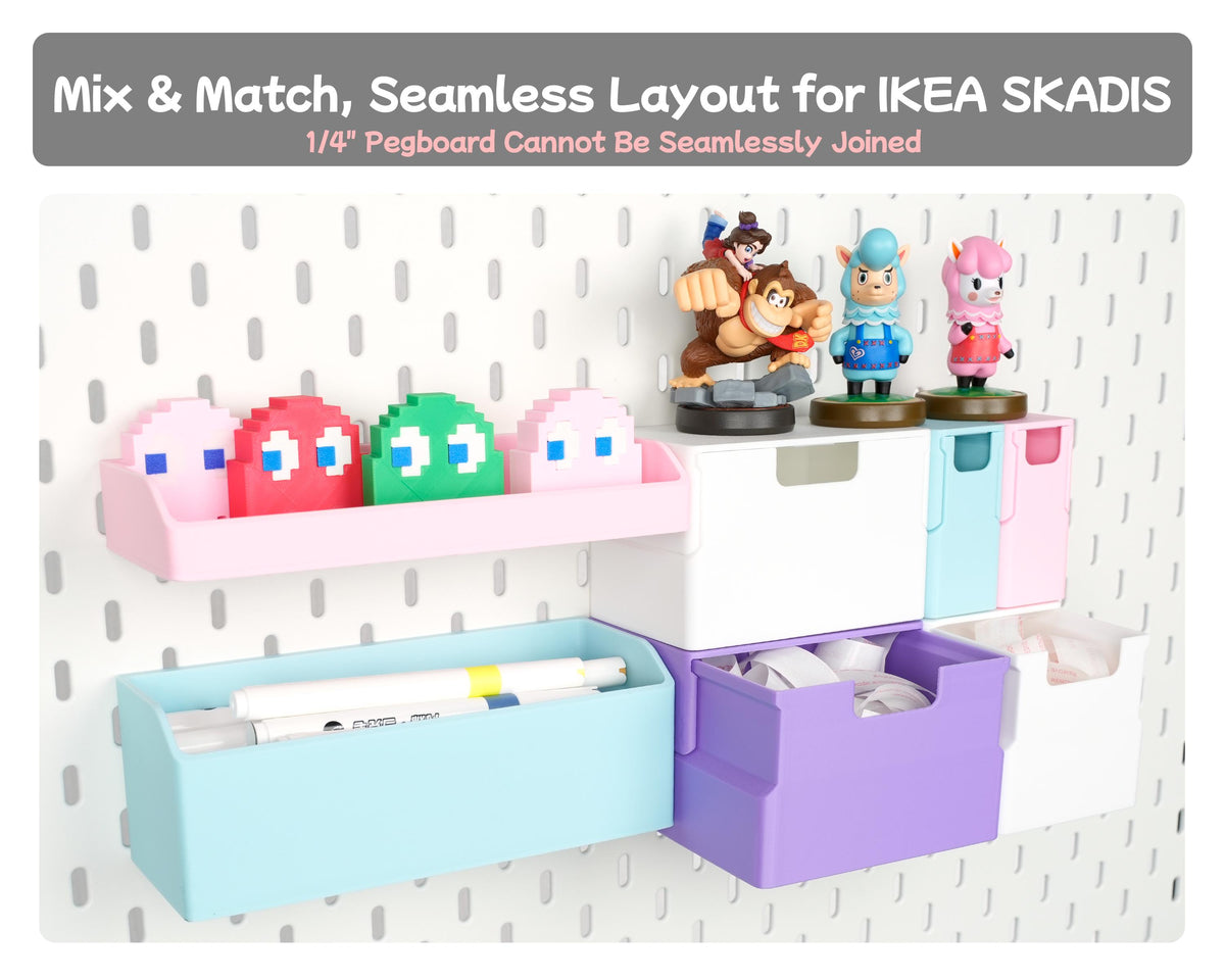 Pegboard Storage Bins, Pegboard Organizer Cup Containers, Storage Drawer for IKEA SKADIS or 1/4 inch Pegboard Accessories | Wall Organizer - image 2