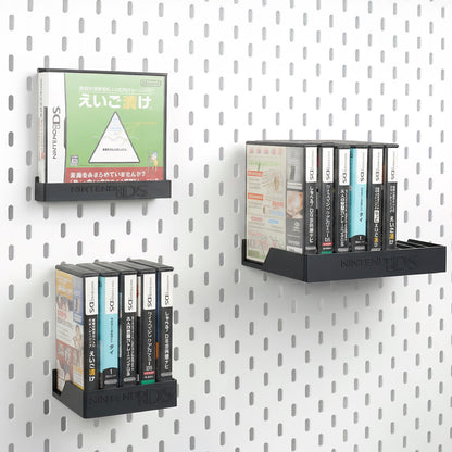 Game Case Display Holder for Nintendo DS – 1, 5 or 10 Slots displayed on a compatible pegboard