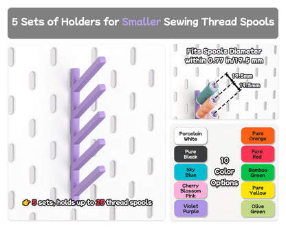 Small thread spool holder for IKEA SKÅDIS, fitting spools up to 19.5 mm in ten colors