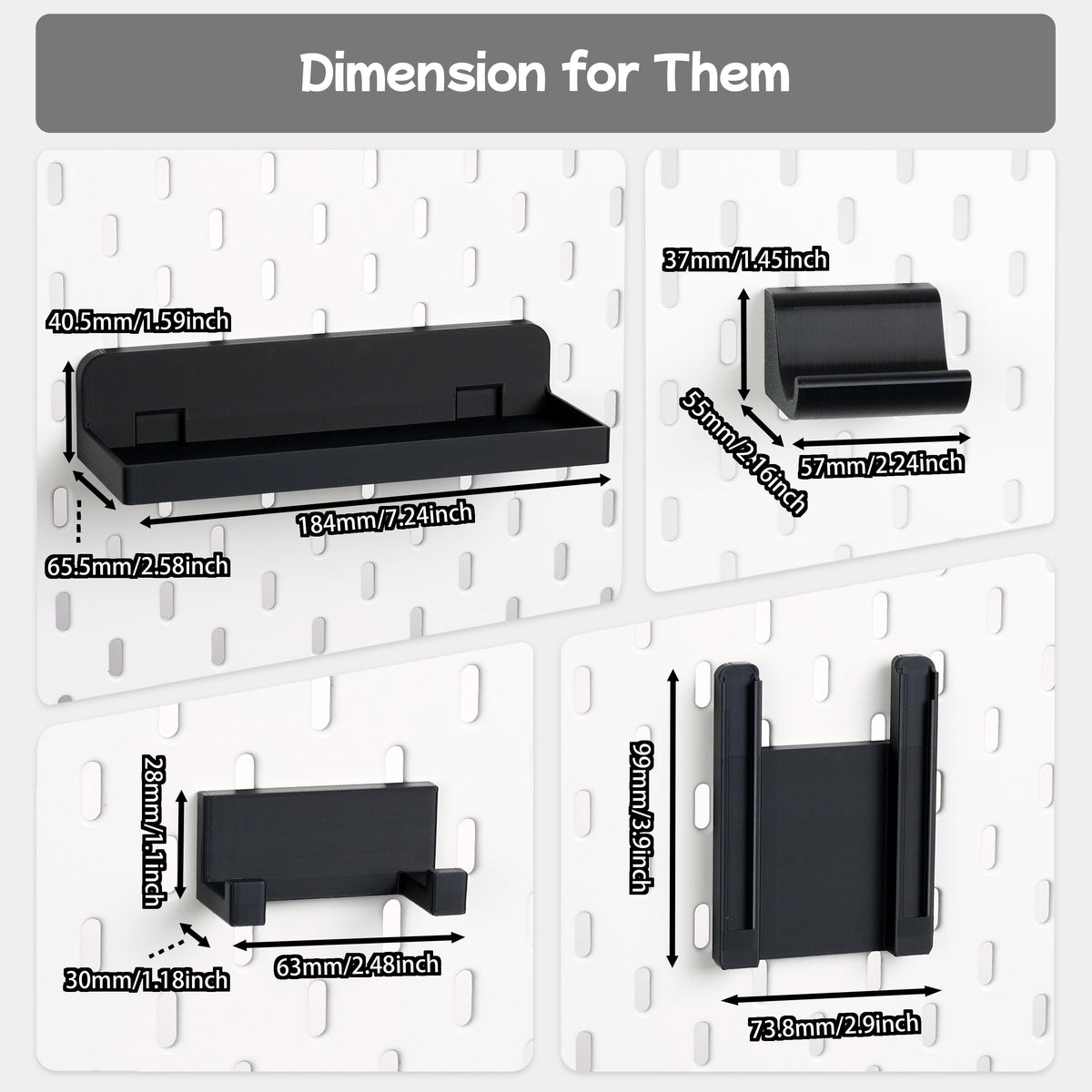Nintendo Switch 1/ OLED Pegboard Accessories for IKEA SKADIS, Switch Dock Mount, Pro Controller Stand, Joycon Holder - image 7