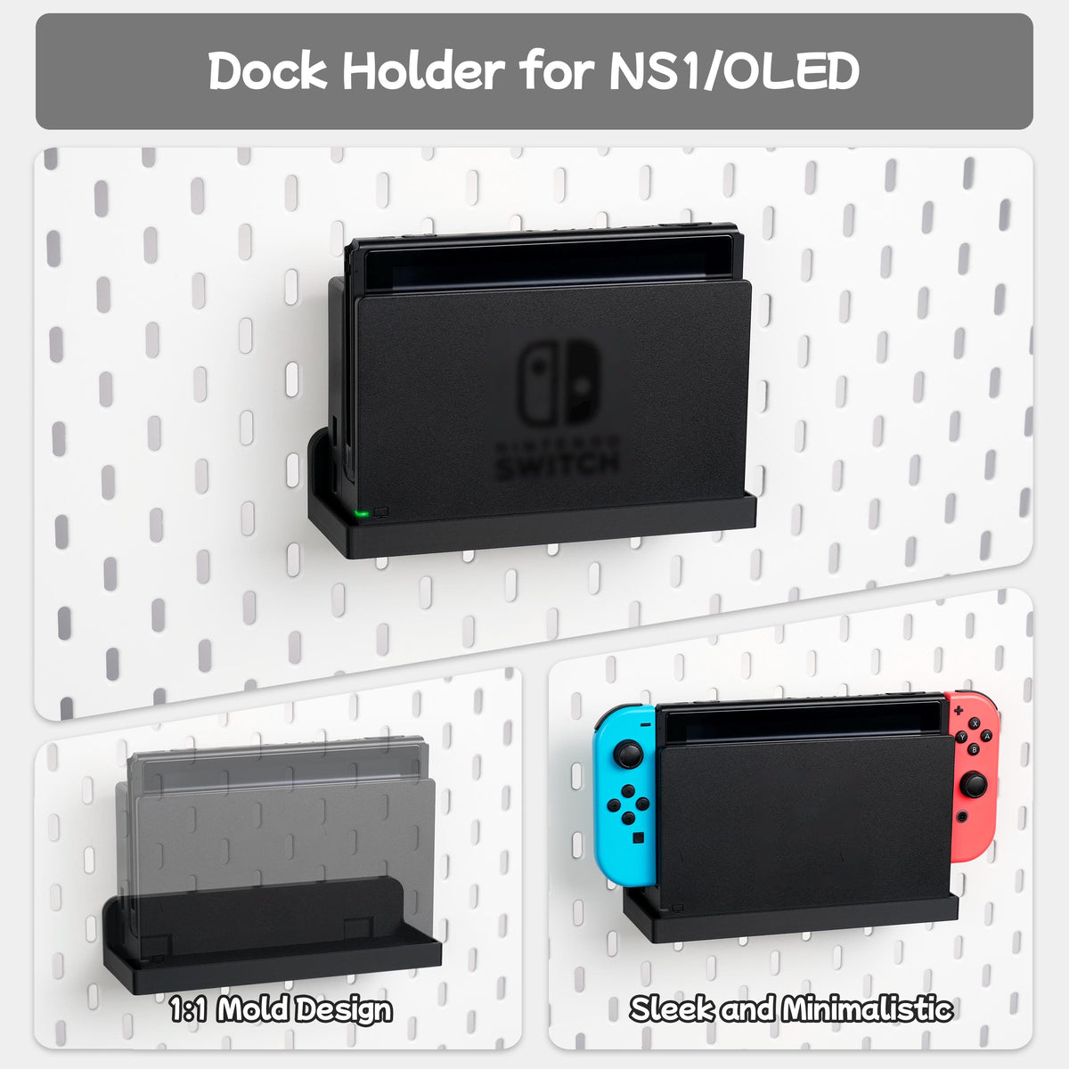 Nintendo Switch 1/ OLED Pegboard Accessories for IKEA SKADIS, Switch Dock Mount, Pro Controller Stand, Joycon Holder - image 3