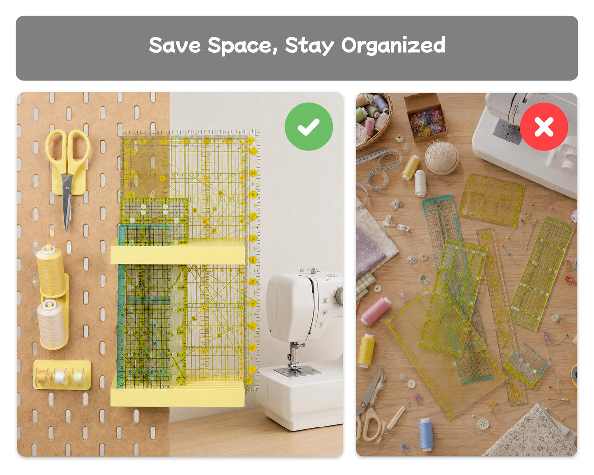 Sewing Ruler Pegboard Holder, 8/9 Slot Quilting Ruler Organizer for IKEA Skadis, 1/4 Inch Pegboards, Acrylic ruler Pegboard Accessories - image 2