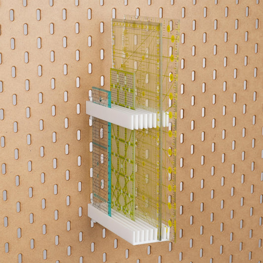 Sewing Ruler Pegboard Holder, 8/9 Slot Quilting Ruler Organizer for IKEA Skadis, 1/4 Inch Pegboards, Acrylic ruler Pegboard Accessories