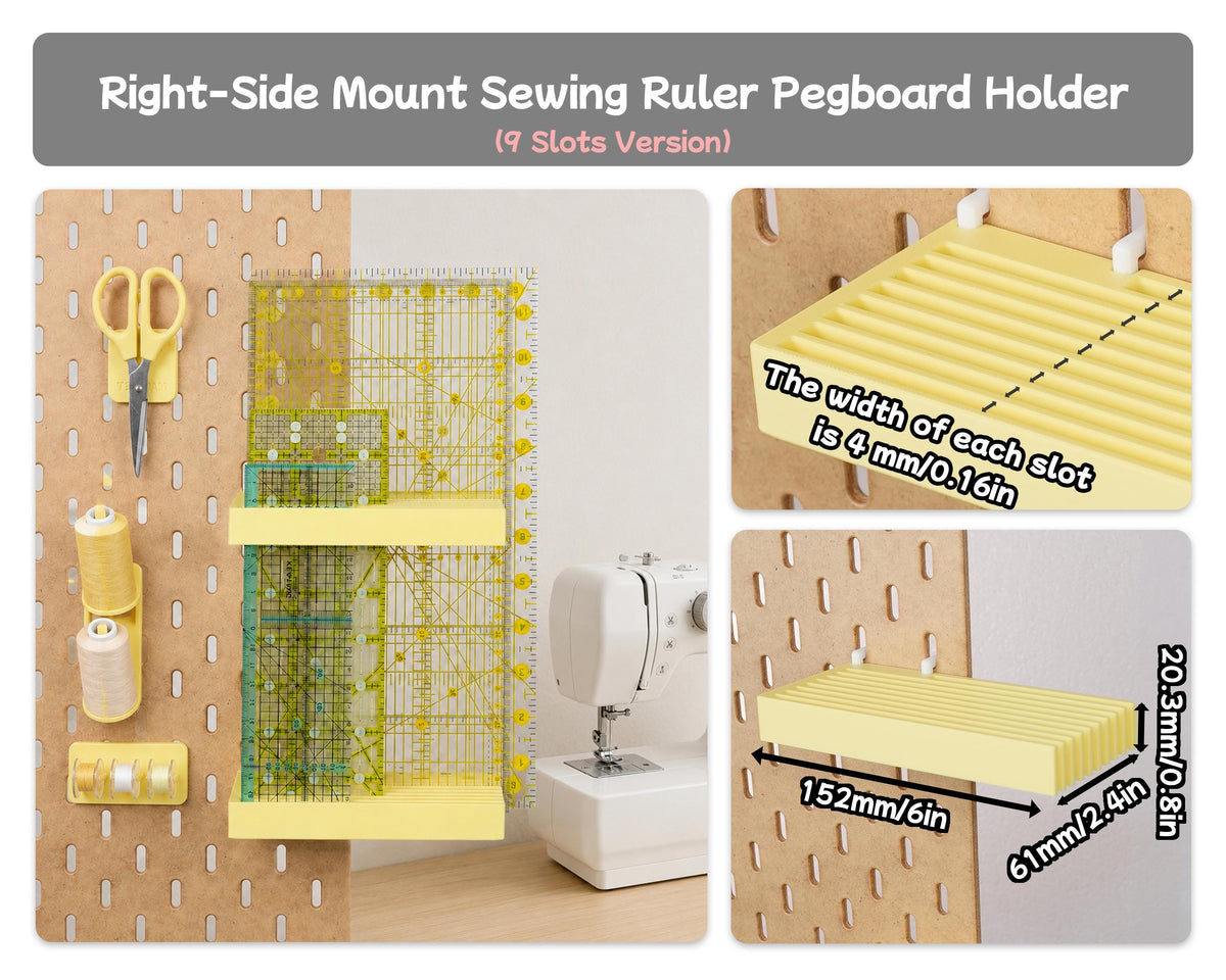 Sewing Ruler Pegboard Holder, 8/9 Slot Quilting Ruler Organizer for IKEA Skadis, 1/4 Inch Pegboards, Acrylic ruler Pegboard Accessories - image 5