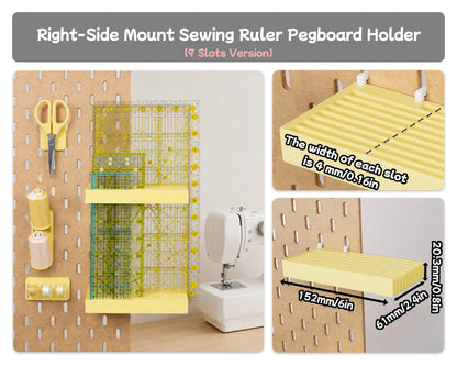 Sewing Ruler Pegboard Holder, 8/9 Slot Quilting Ruler Organizer for IKEA Skadis, 1/4 Inch Pegboards, Acrylic ruler Pegboard Accessories - image 5