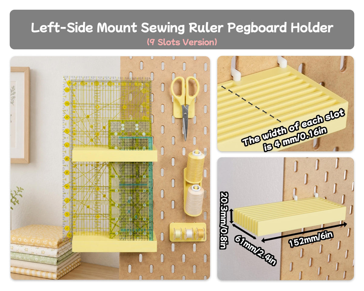 Sewing Ruler Pegboard Holder, 8/9 Slot Quilting Ruler Organizer for IKEA Skadis, 1/4 Inch Pegboards, Acrylic ruler Pegboard Accessories - image 6