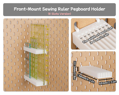 Sewing Ruler Pegboard Holder, 8/9 Slot Quilting Ruler Organizer for IKEA Skadis, 1/4 Inch Pegboards, Acrylic ruler Pegboard Accessories - image 4