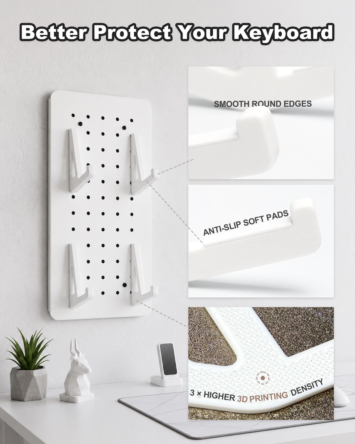 Metal Pegboard Keyboard Display for Two Keyboards – product image 6