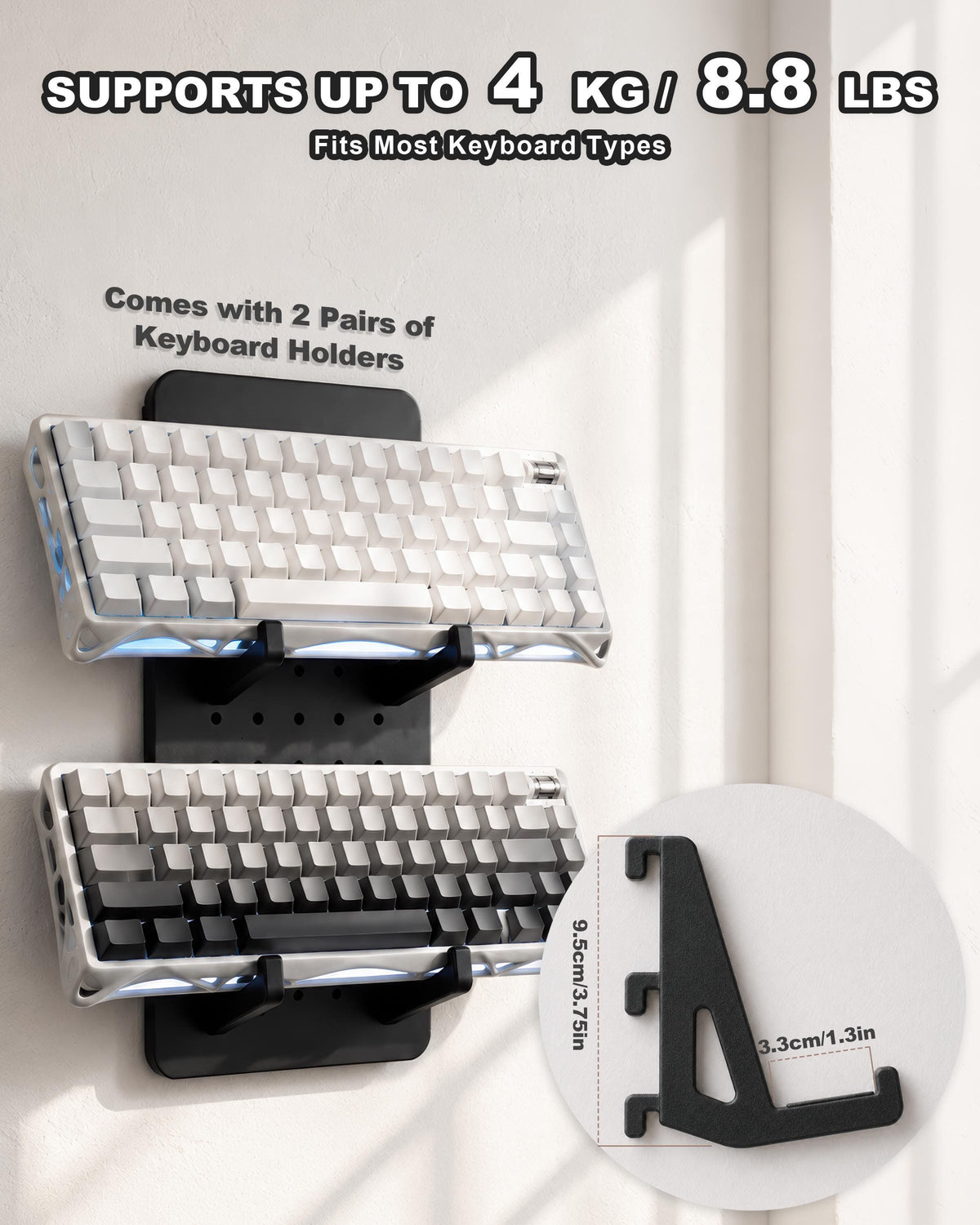 Metal Pegboard Keyboard Display for Two Keyboards – product image 4