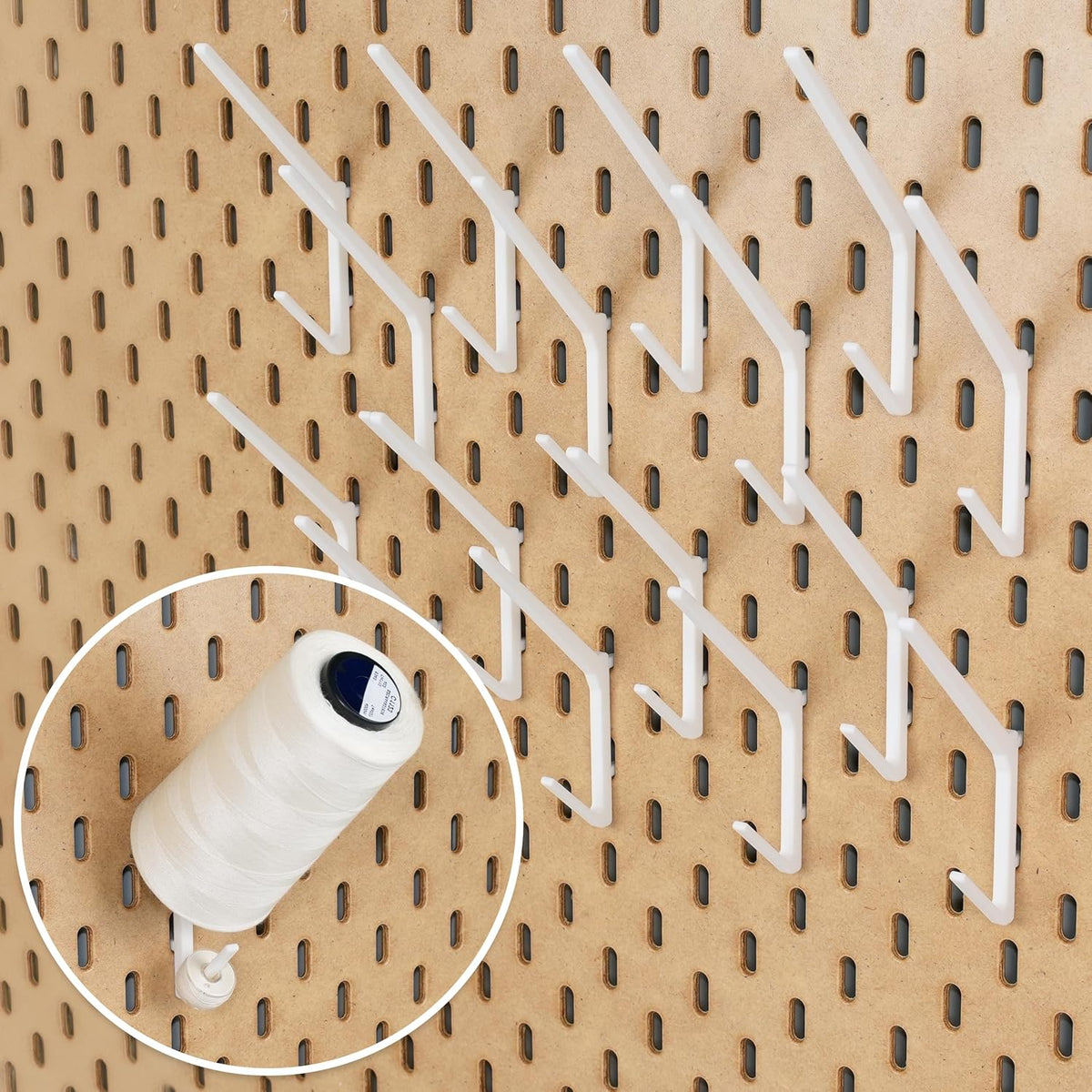 YDMeiker white dual-arm thread spool holders for IKEA SKÅDIS, 16-pack — product image 1